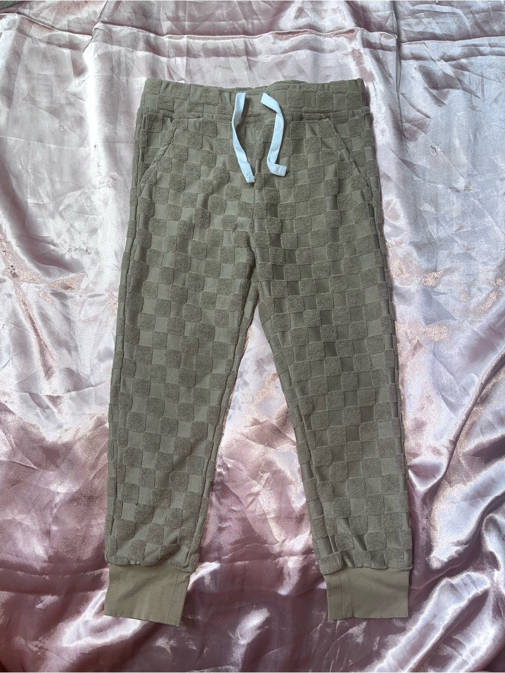 George Hats Brown/Tan Checker Jogger Sweatpants with White Drawcord